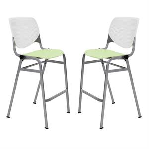 Home Square Stack Barstool in White Back/Lime Green Seat - Set of 2