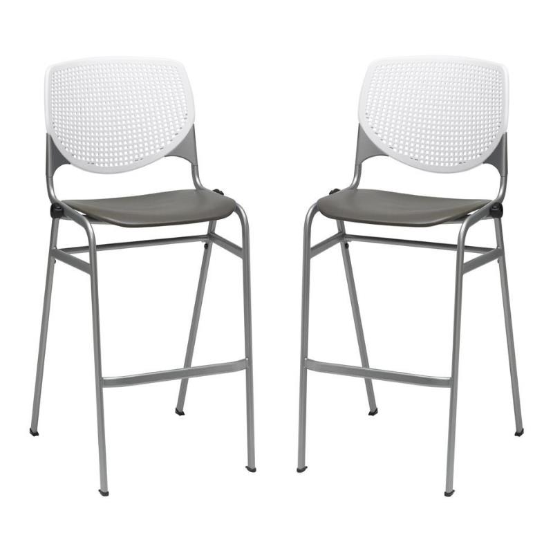 Home Square Stack Barstool in White Back/Brownstone Seat - Set of 2