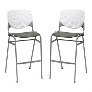 Home Square Stack Barstool in White Back/Brownstone Seat - Set of 2