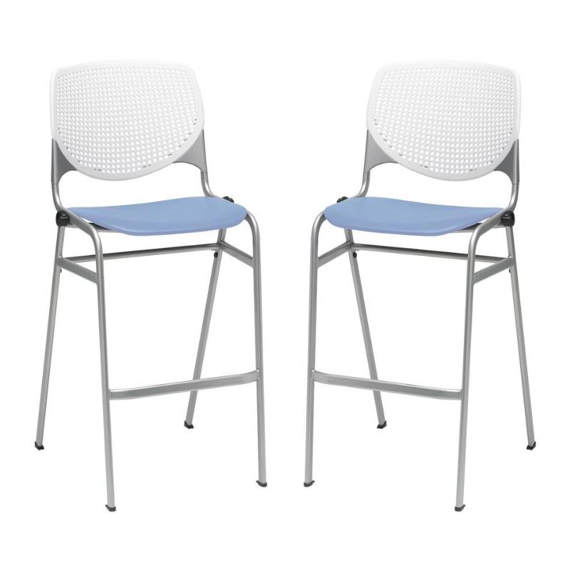 Home Square Stack Barstool in White Back/Peri Blue Seat - Set of 2