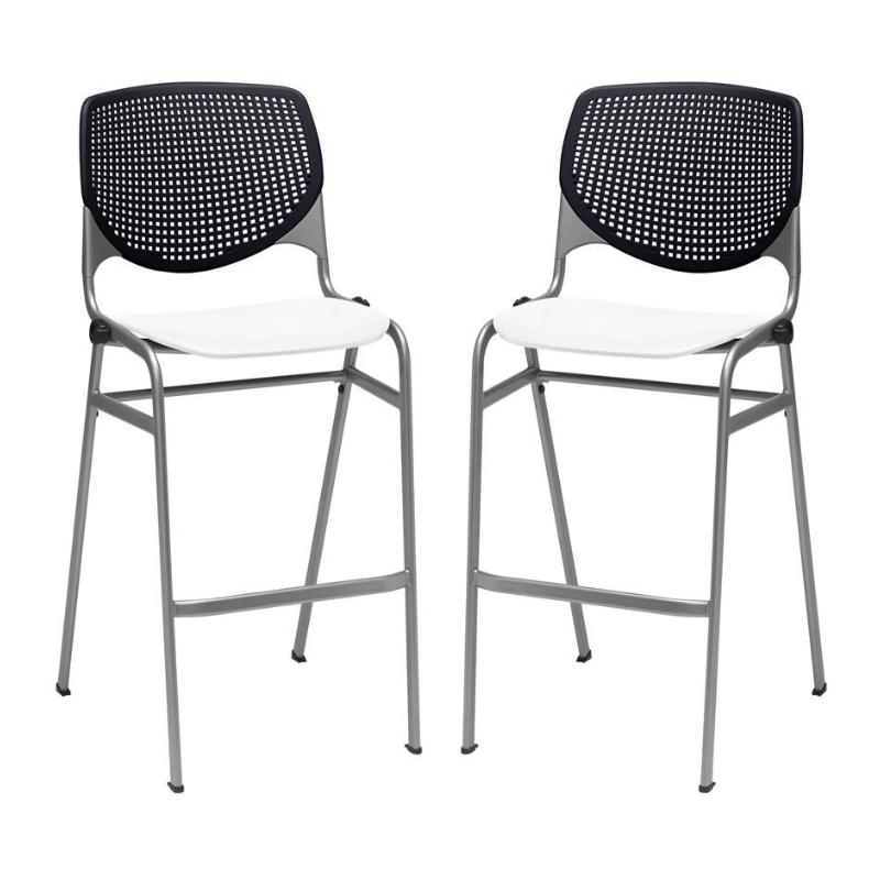 Home Square Stack Barstool in Black Back/White Seat - Set of 2