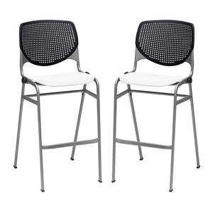 Home Square Stack Barstool in Black Back/White Seat - Set of 2