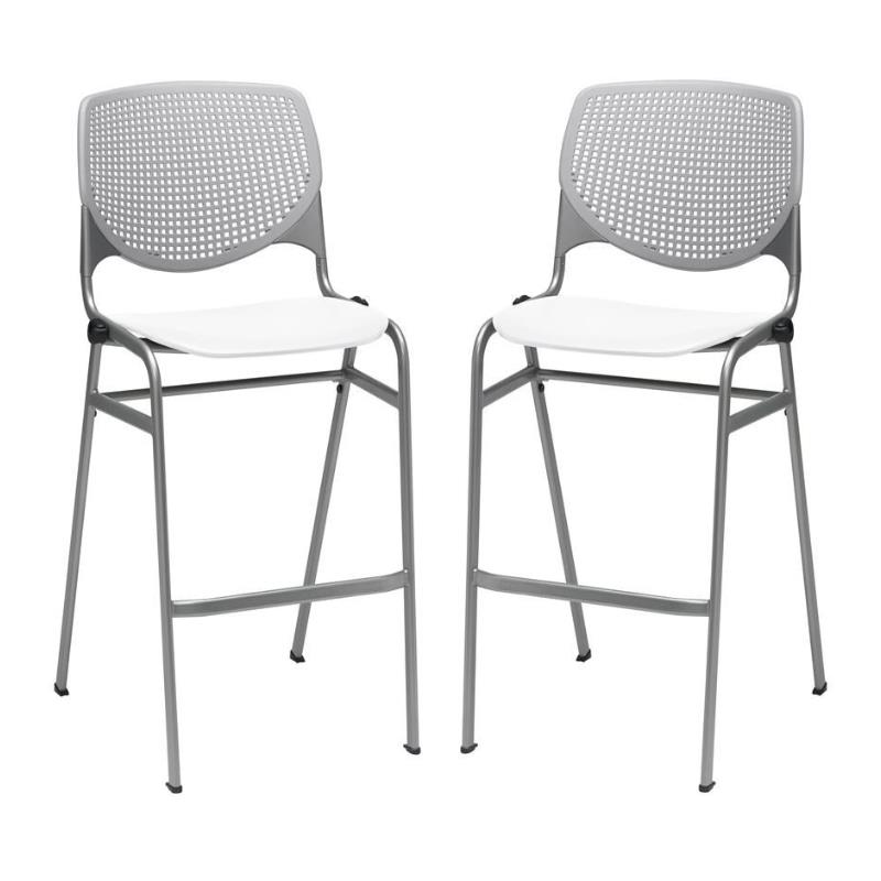 Home Square Stack Barstool in Light Grey Back/White Seat - Set of 2