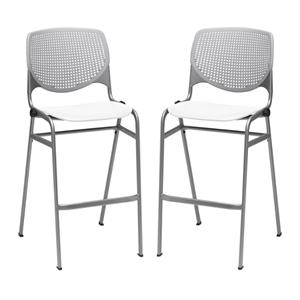 Home Square Stack Barstool in Light Grey Back/White Seat - Set of 2