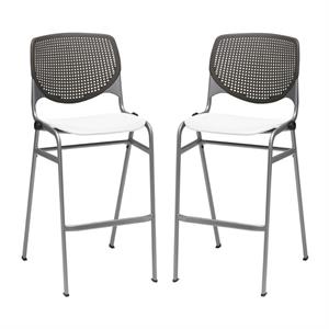 Home Square Stack Barstool in Brownstone Back/White Seat - Set of 2