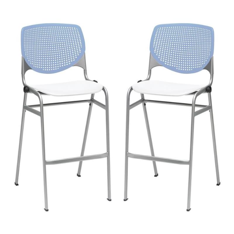 Home Square Stack Barstool in Peri Blue Back/White Seat - Set of 2