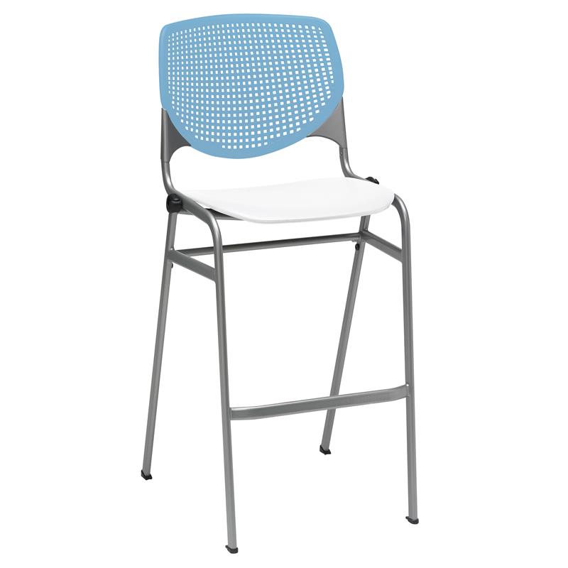 Home Square Stack Barstool in Sky Blue Back/White Seat - Set of 2