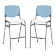 Home Square Stack Barstool in Sky Blue Back/White Seat - Set of 2