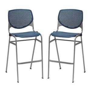 Home Square Stack Steel Frame Barstool in Navy - Set of 2