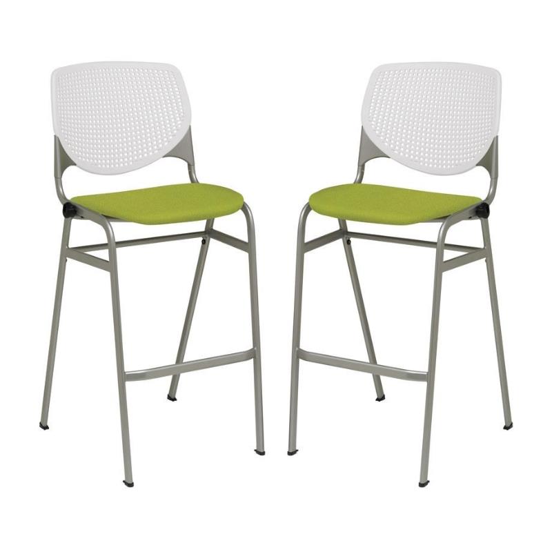 Home Square Stack Fabric Upholstered Seat Barstool in Avocado - Set of 2