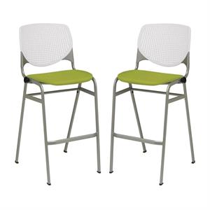 Home Square Stack Fabric Upholstered Seat Barstool in Avocado - Set of 2