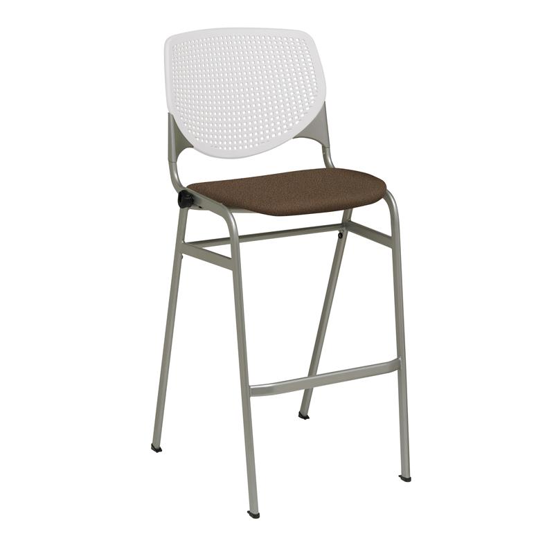 Home Square Stack Fabric Upholstered Seat Barstool in Fudge - Set of 2