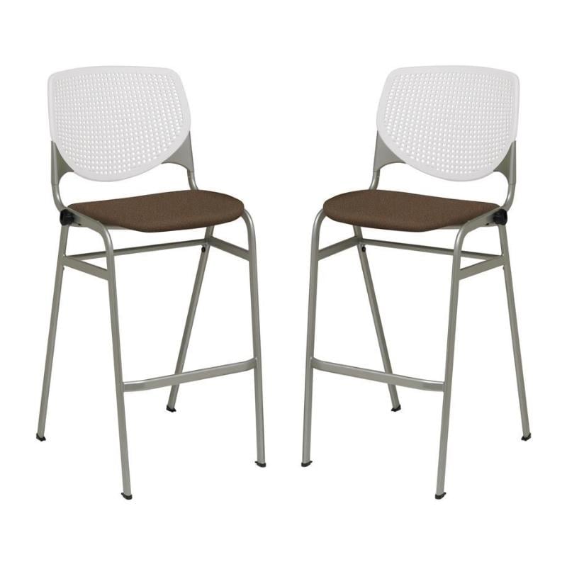 Home Square Stack Fabric Upholstered Seat Barstool in Fudge - Set of 2