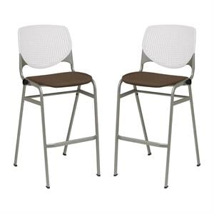 Home Square Stack Fabric Upholstered Seat Barstool in Fudge - Set of 2