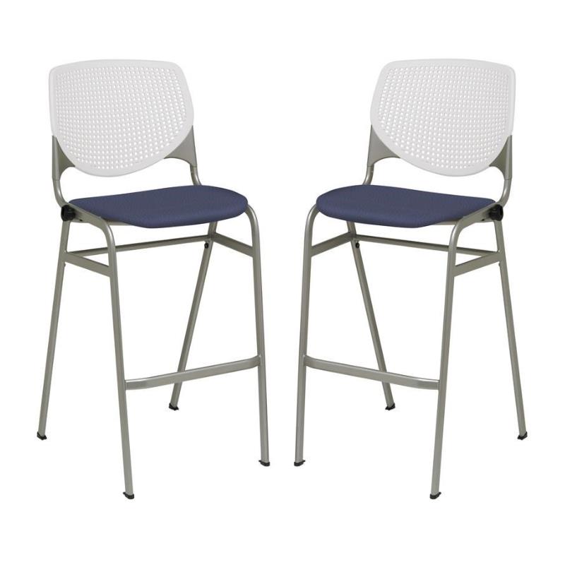 Home Square Stack Vinyl Upholstered Seat Barstool in Grape - Set of 2