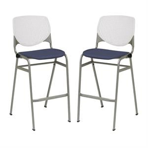 Home Square Stack Vinyl Upholstered Seat Barstool in Grape - Set of 2