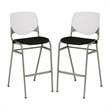 Home Square Stack Barstool in Tuxedo Fabric Upholstered Seat - Set of 2