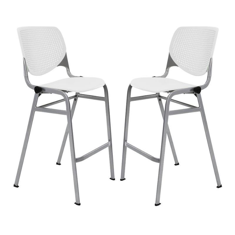 Home Square Stack Steel Frame Barstool in White - Set of 2