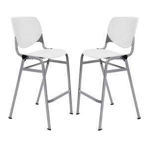 Home Square Stack Steel Frame Barstool in White - Set of 2