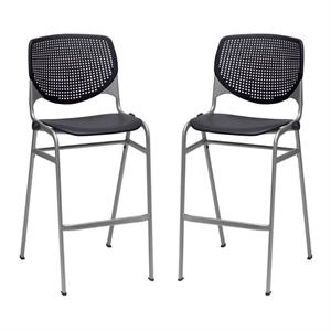 Home Square Stack Steel Frame Barstool in Black Finish - Set of 2