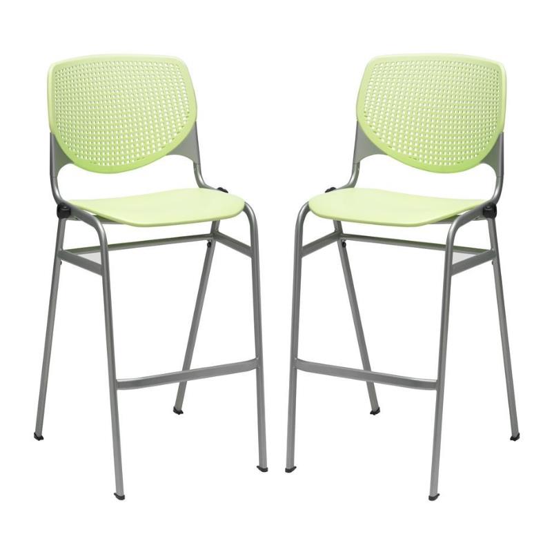 Home Square Stack Steel Frame Barstool in Lime Green Finish - Set of 2