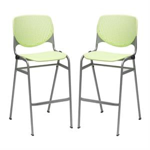 Home Square Stack Steel Frame Barstool in Lime Green Finish - Set of 2