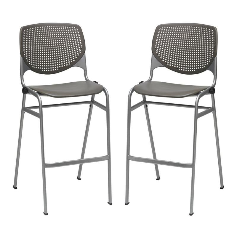 Home Square Stack Steel Frame Barstool in Brownstone Finish - Set of 2
