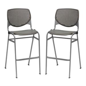 Home Square Stack Steel Frame Barstool in Brownstone Finish - Set of 2