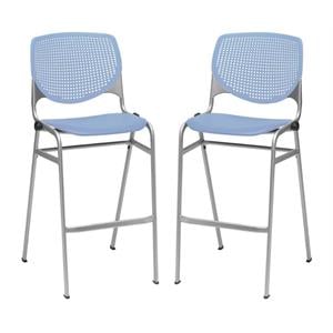 Home Square Stack Steel Frame Barstool in Peri Blue Finish - Set of 2