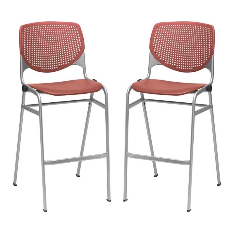 Home Square Plastic Stack Barstool in Coral Blue Finish - Set of 2
