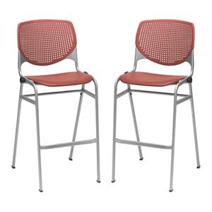 Home Square Plastic Stack Barstool in Coral Blue Finish - Set of 2