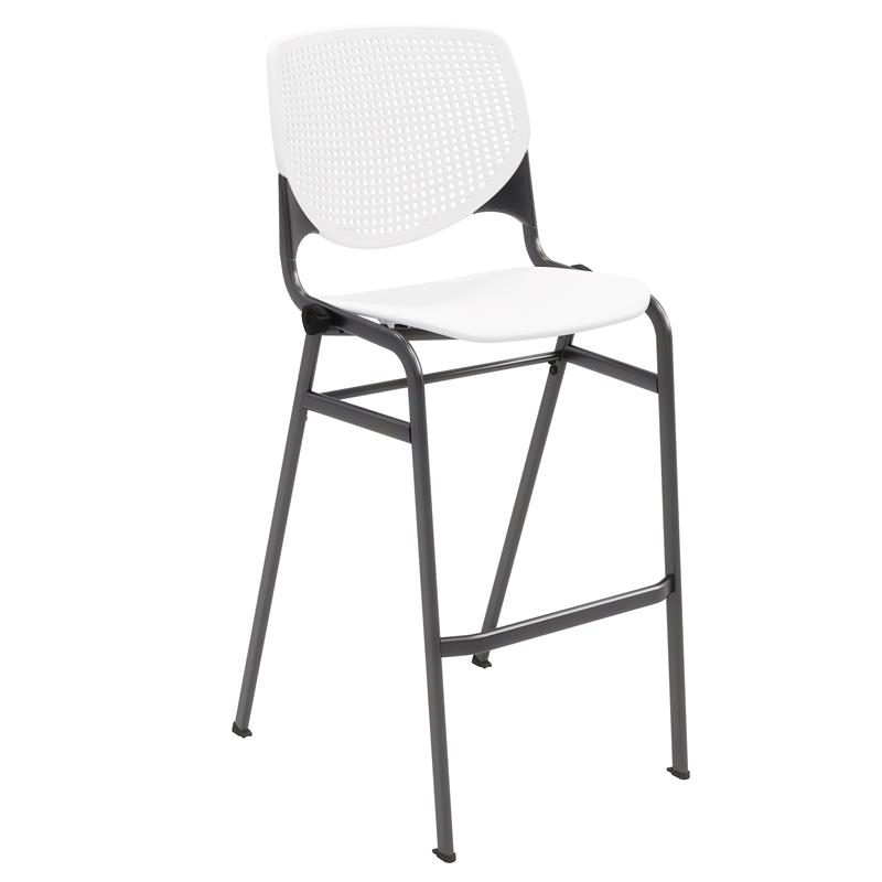 Home Square Stack Steel Frame Barstool in White/Black - Set of 2