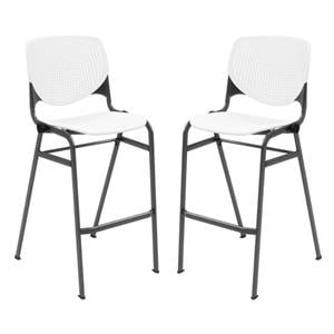 Home Square Stack Steel Frame Barstool in White/Black - Set of 2