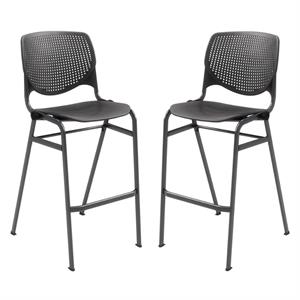 Home Square Stack Steel Frame Barstool in Black - Set of 2