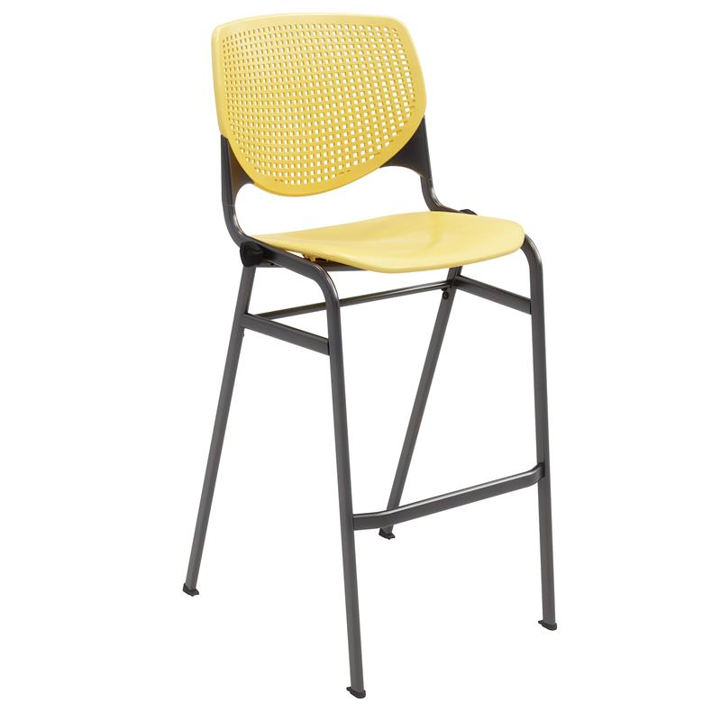Home Square Stack Steel Frame Barstool in Yellow - Set of 2