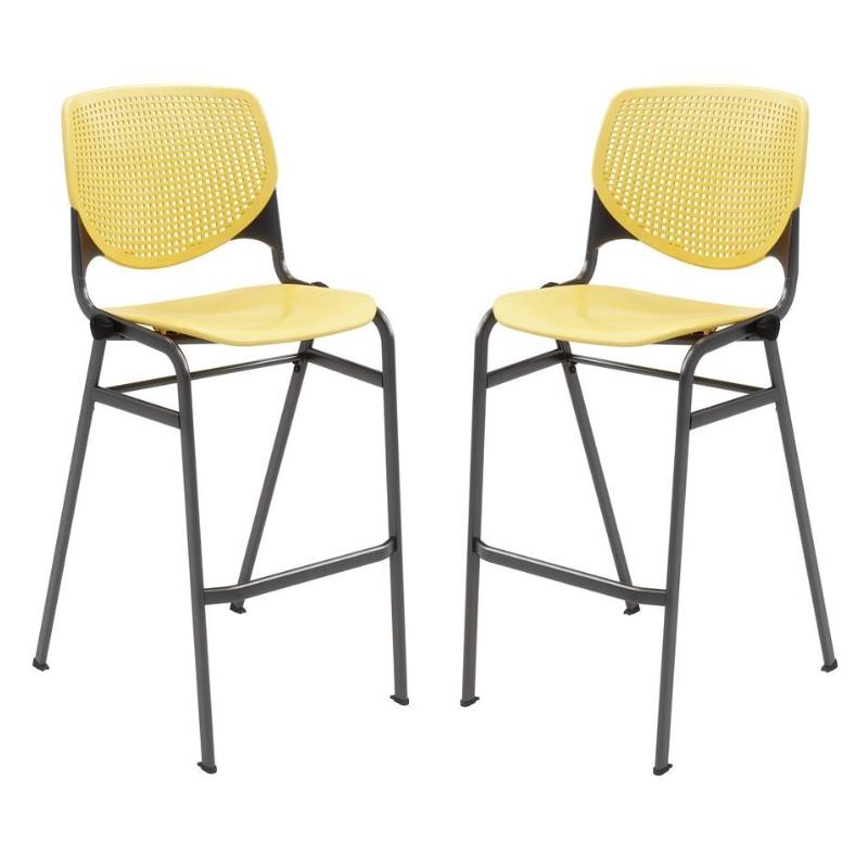 Home Square Stack Steel Frame Barstool in Yellow - Set of 2