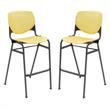Home Square Stack Steel Frame Barstool in Yellow - Set of 2