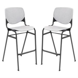 Home Square Plastic Stack Barstool in Light Gray - Set of 2