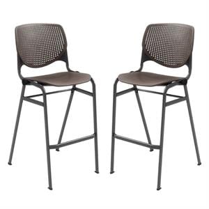 Home Square Stack Barstool in Brownstone Finish - Set of 2