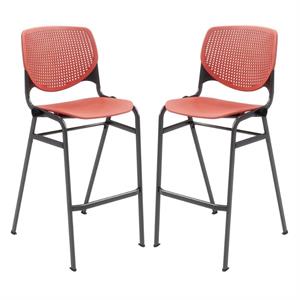 Home Square Plastic Stack Barstool in Coral Blue - Set of 2
