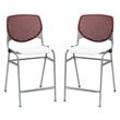 Home Square Plastic Counter Stool in Burgundy Back - Set of 2