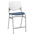 Home Square Plastic Counter Stool in White/Navy - Set of 2