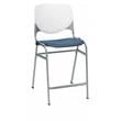 Home Square Plastic Counter Stool in White/Navy - Set of 2