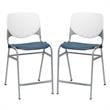Home Square Plastic Counter Stool in White/Navy - Set of 2