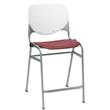 Home Square Plastic Counter Stool in White/Burgundy - Set of 2