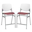 Home Square Plastic Counter Stool in White/Burgundy - Set of 2