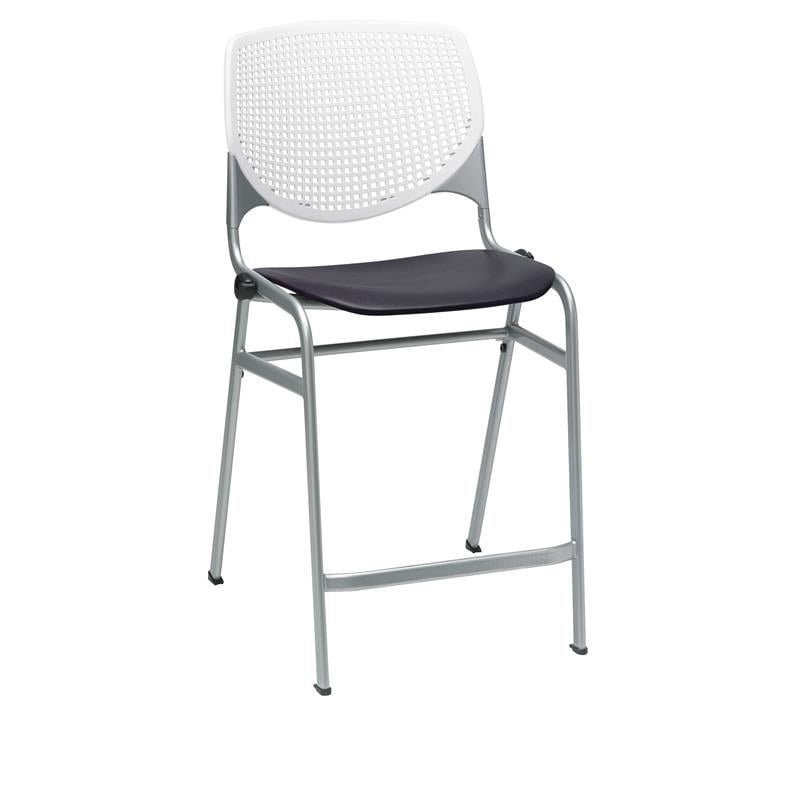 Home Square Plastic Counter Stool in White/Black - Set of 2