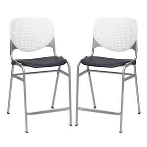 Home Square Plastic Counter Stool in White/Black - Set of 2