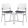 Home Square Plastic Counter Stool in White/Black - Set of 2