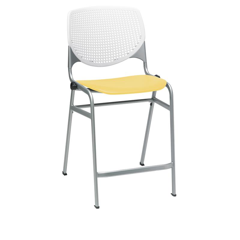 Home Square Plastic Counter Stool in White/Yellow - Set of 2
